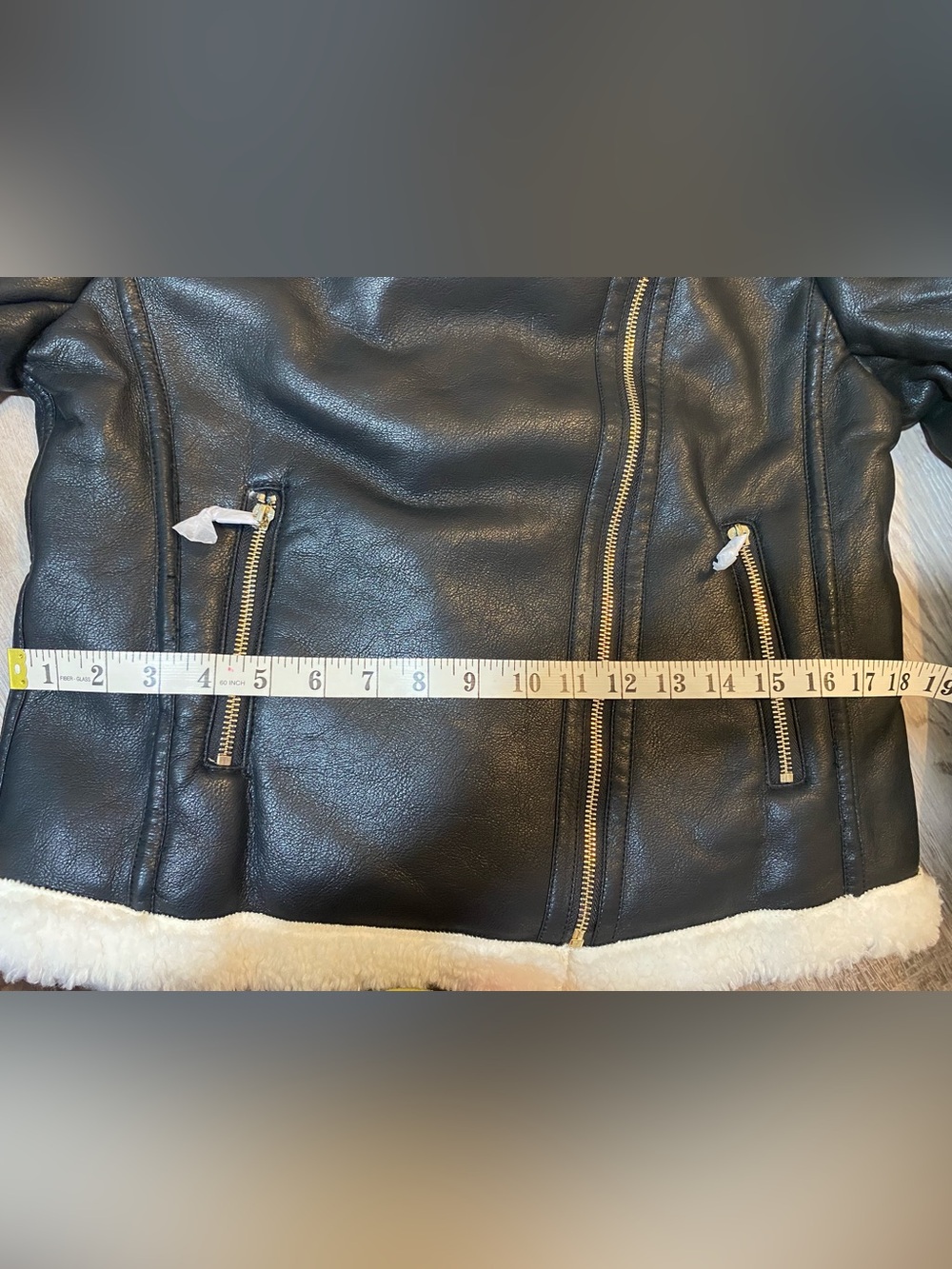 Faux Leather Sherpa Lined Slim Winter Coat Jacket Juniors / Woman's Size Small - Picture 14 of 16